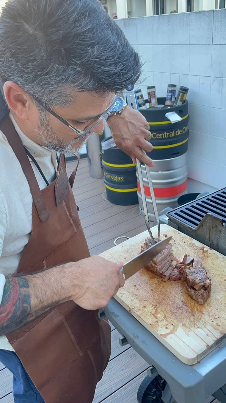 Premium tomahawk cut — live charcoal fire