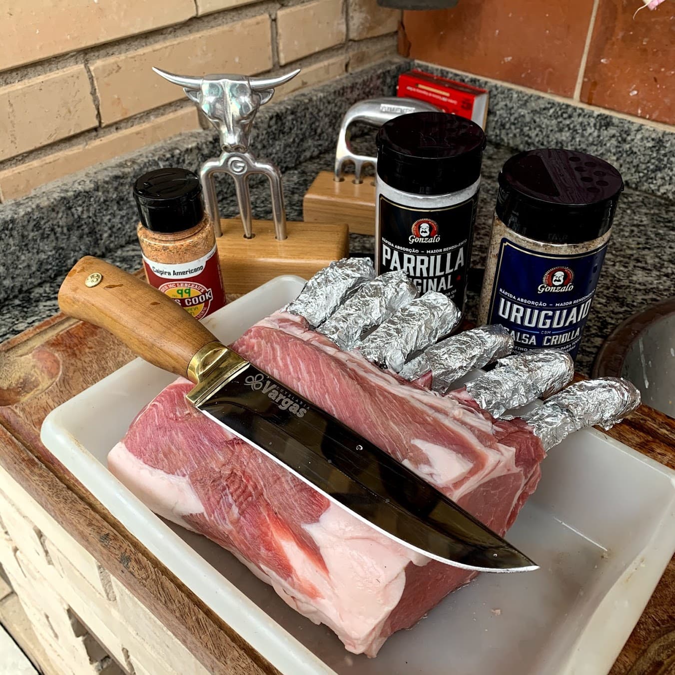 Picanha on the board with Parrilla Original salt